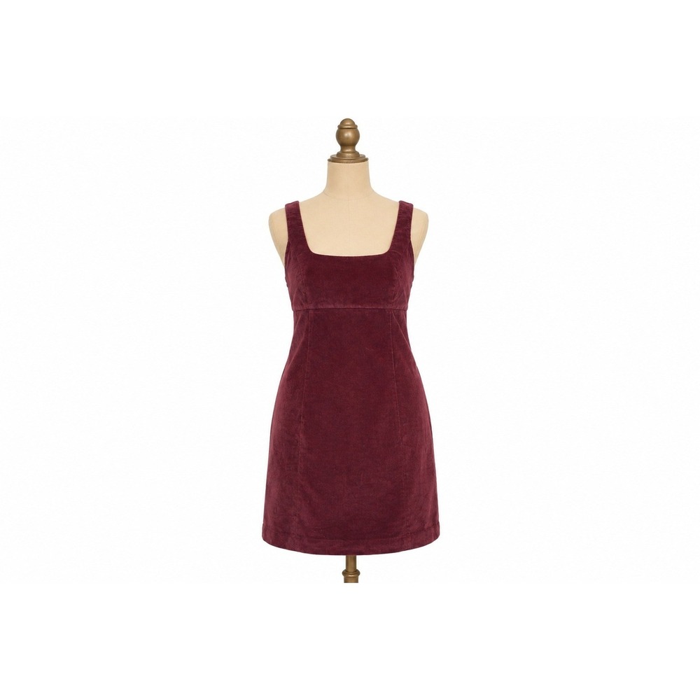 Urban Outfitters Cordelia Maroon Corduroy Pinafore Dress‎ Womens Small Burgundy